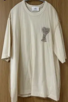 AMI PARIS チュールレイヤード ラインストーンTシャツ アイボリーのサムネイル