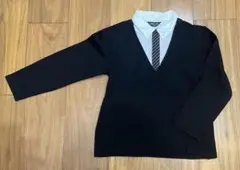 COMME CA ISM 重ね着風　長袖カットソー 130A 黒　フォーマルにも