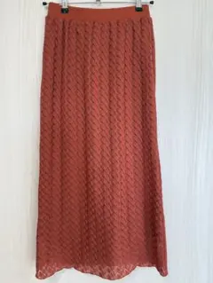 EMMEL REFINES 編み込み模様 タイトロングスカート テラコッタ