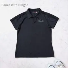 Dance With Dragonレース切替 スパンコール刺繍　ポロシャツ 黒のサムネイル