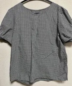 .エニィスィス　ギンガムチェック　タックスリーブ　ブラウス.