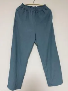【最終値下げ】青いワイドパンツ ゴムウエスト バックポケット