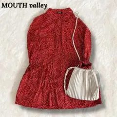 vintage シャツ ワンピース ドット とろみ 赤 フレア レトロ古着