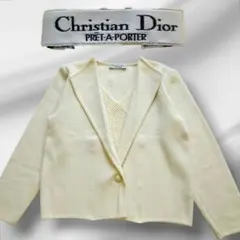 美品 Christian Dior ウール アンサンブル風 ニットジャケット Mのサムネイル