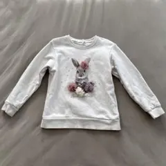 GLOBAL WORK　ウサギと花のデザイン トレーナー オフホワイト　120