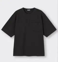 ジーユー メンズ オーバーサイズTシャツ 5分袖 L ブラック