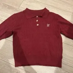 GORGE 襟付き ケーブル編み ニット トップス ボルドー 赤