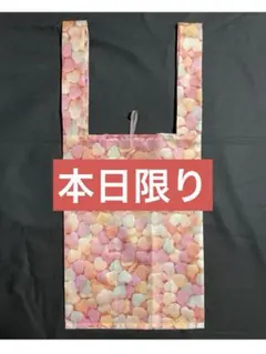 ハンドメイド　エコバッグピンクハート(大きめサイズ)