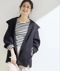 ROPE ロペ　軽量ニューエアリーリバーハーフコート　ネイビー　38