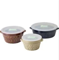 新品★美濃焼★polku高気密レンジパック3点セット★北欧のサムネイル