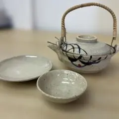 【未使用】土瓶蒸しセット 土瓶蒸し器 受け皿 猪口 和食器　Gのサムネイル