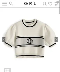 【最終値下げ‼️】GRLパフスリーブモノグラムニットトップス
