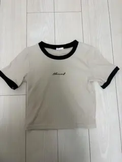FUN Tシャツ 半袖 ベージュ ブラック 刺繍 レディース
