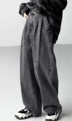 Alfred Alex ケミカルタックワイドデニムパンツ Lのサムネイル