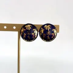 CHANEL イヤリング ヴィンテージ ヤシの木 ネイビー 青