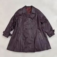 80sビンテージ！ボルドーダブルブレスト レザージャケット