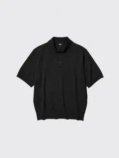 ユニクロ ウォッシャブルニットポロセーター 黒 ブラック 2XL