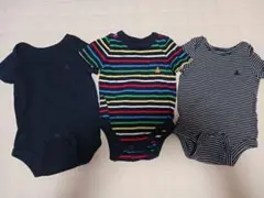 GAPロンパース3点セット（ネイビー/ストライプ）