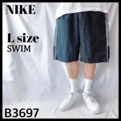 NIKE ナイキ 水着 スイムパンツ 水泳パンツ 黒 文字ロゴ メンズ Lサイズ