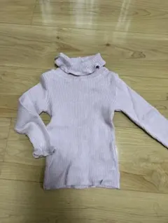 après les cours 薄紫 ハイネック リブ編みトップス 90cm