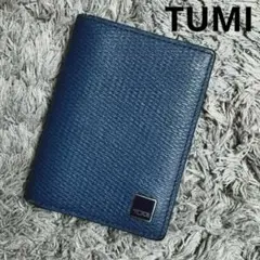 TUMI トゥミ カードケース 名刺入れ 定期入れ レザー ブルー
