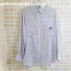earth ワンポイント刺繍ロングシャツ
