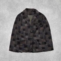 総柄テーラードジャケット ブラック×ブラウン 秋冬