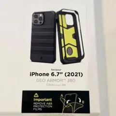 Spigen iPhone13ProMax ケース 全面保護 ブラック イエロー