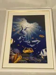 キモ ドルフィンアイランド シルクスクリーン イルカ 絵画 キモ ドルフィンアイランド シルクスクリーン イルカ 絵画