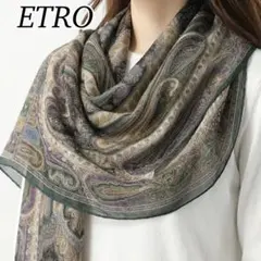 P932 エトロ イタリア シルク ペイズリー 軽量 薄手 スカーフ レディース