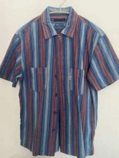 BLUE BLUE 半袖シャツ ブルー/レッドストライプ