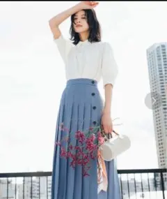 N. Natural Beauty Basic アシメプリーツボタンスカート