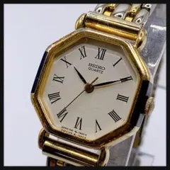 【新電池】SEIKO セイコー★レディース 腕時計 クオーツ コンビ 八角形 金