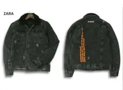 ZARA ダメージ加工 ボア デニム ジャケット Gジャン Sz.S メンズ秋冬