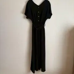 ブラック 半袖シャツワンピース