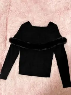 GRL ファー付きケープ風ニットトップス