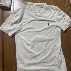 ラルフローレン Tシャツ スリムフィット 裾刺繍 ホワイト drip S 