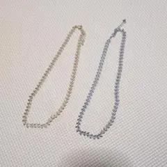 ネックレス　リーフモチーフ　シルバー　ゴールド　2点セット