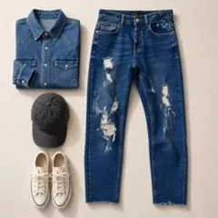 ZARA MAN ダメージ加工 スキニーデニムパンツ30 日本サイズS～M相当