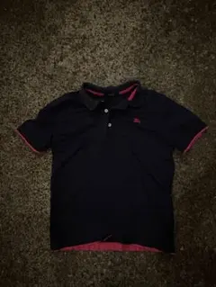 BURBERRY BLACK LABELネイビー ポロシャツ 赤い襟
