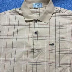 Crocodile ポロシャツ ベージュ チェック柄 Mサイズ　ゴルフシャツのサムネイル
