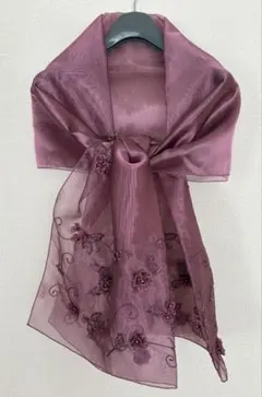 刺繍入りパープルシフォンストールのサムネイル