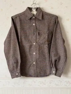 ネルシャツ チェック柄　　　　　　　　　　　　　ブルー/オレンジ