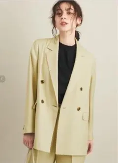 B&Y UNITEDARROWSリネンライクツイルダブルジャケット◆テーラード