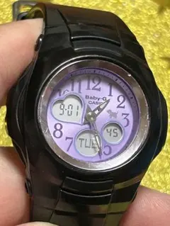 CASIO Baby-G パピーズシリーズ ブラック×パープル新品電池　液晶ＯK
