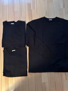 GU　ヘビーウェイトクルーネック長袖Tシャツ　 M 　ブラック　3枚セット