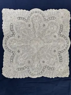 スワトウ（汕頭）刺繍のハンカチ ホワイト レース装飾