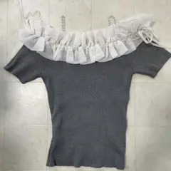 INGNI オフショルダー フリル グレー Tシャツ M