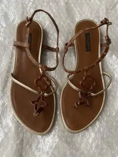 美品/裏張り済み　LOUIS VUITTON ブラウン トングサンダル　37.5