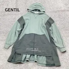【GENTIL ジャンティ】異素材切り替えパーカープルオーバー ビックシルエット